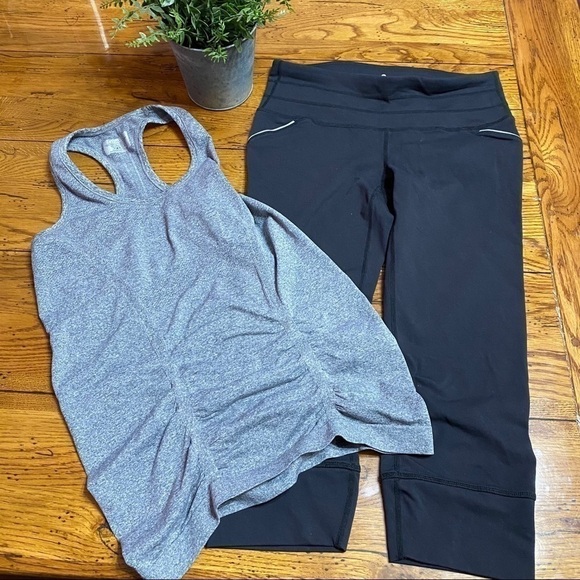 ATHLETA BARE TO RUN KNICKER Black & Momentum Tank - Picture 1 of 10